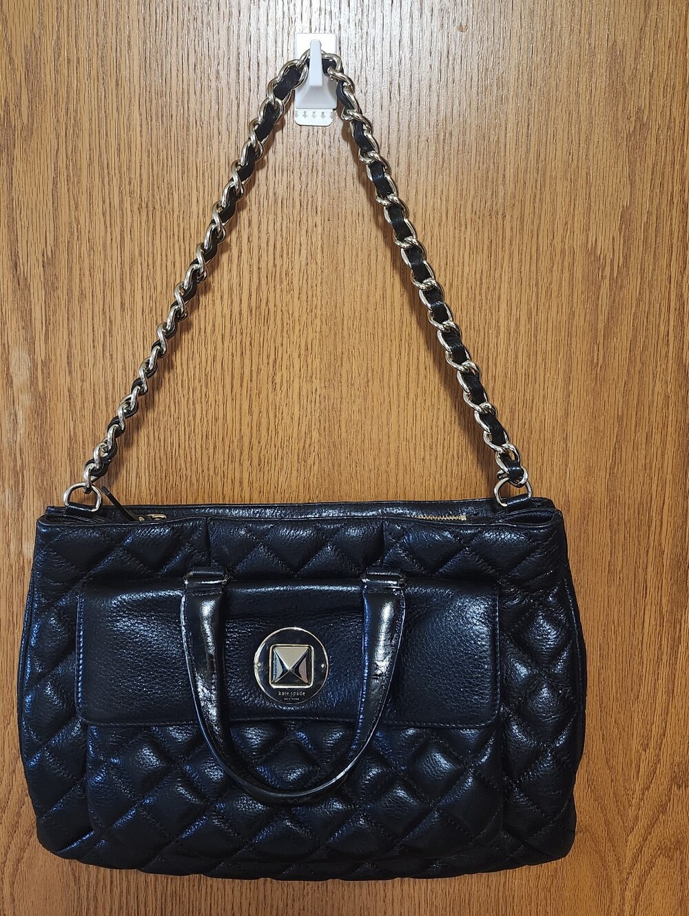 kate spade Black Quilted Shoulder Bag with Gold Chain
